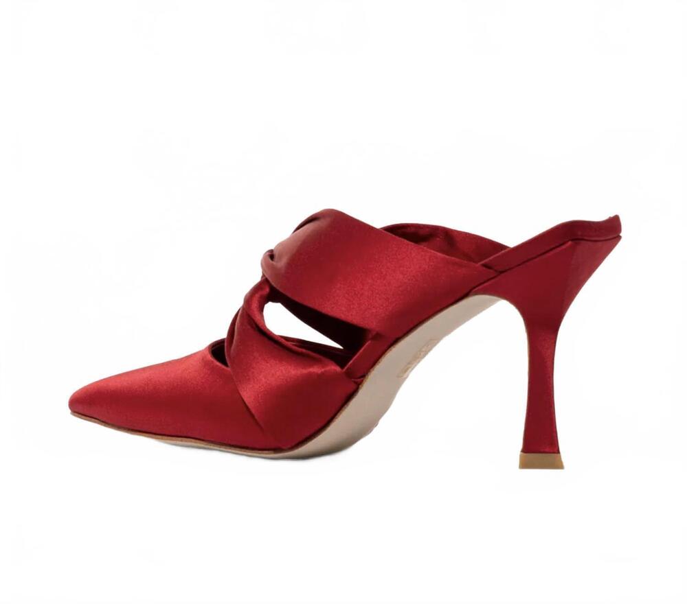 NEW JEFFREY CAMPBELL women's tied up heels in red satin